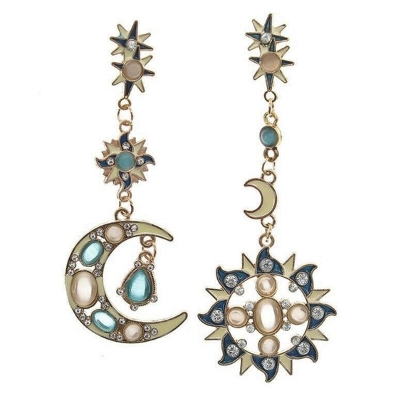 Moon Sun Star Drop Post Earrings NWT - Picture 1 of 2